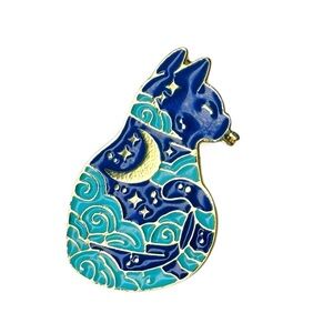 Celestial Cat Enamel Metal Pin